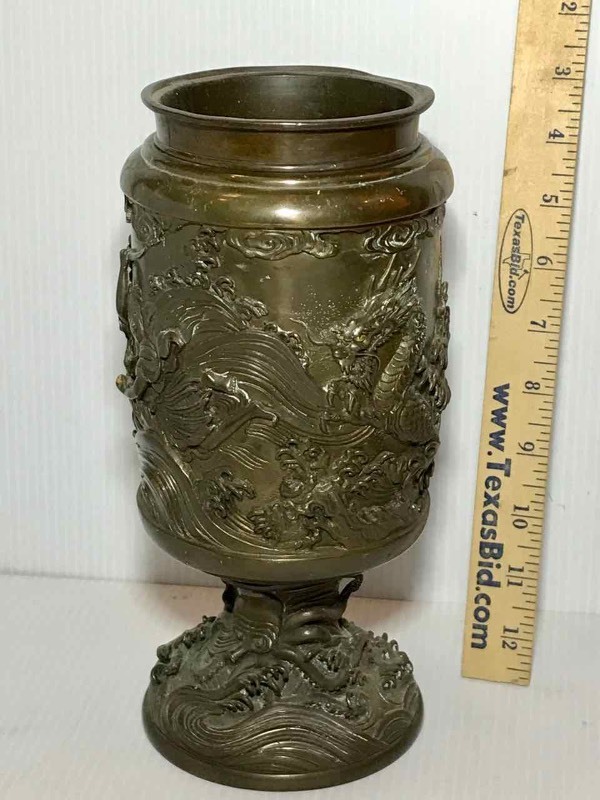 lot 45 image: Bronze, Oriental Raised Design, She Battles The Dragon