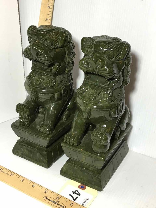 lot 47 image: Foo Dogs, Green Glazed Ceramic