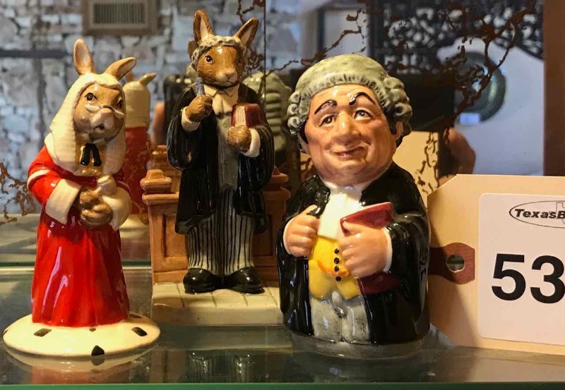lot 53 image: (3) Royal Doulton  Judge Bunnykins, Barrister Bunnykins, Mr. Litigant