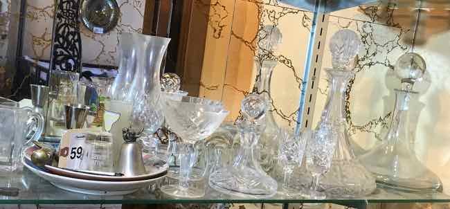 lot 59 image: Crystal & Glass Decanters, Stemware, Shot Glasses, Etc.