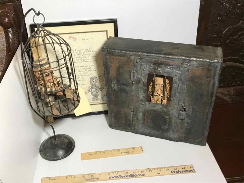 lot 72 image: (2) Jail Birds & Framed Art Work