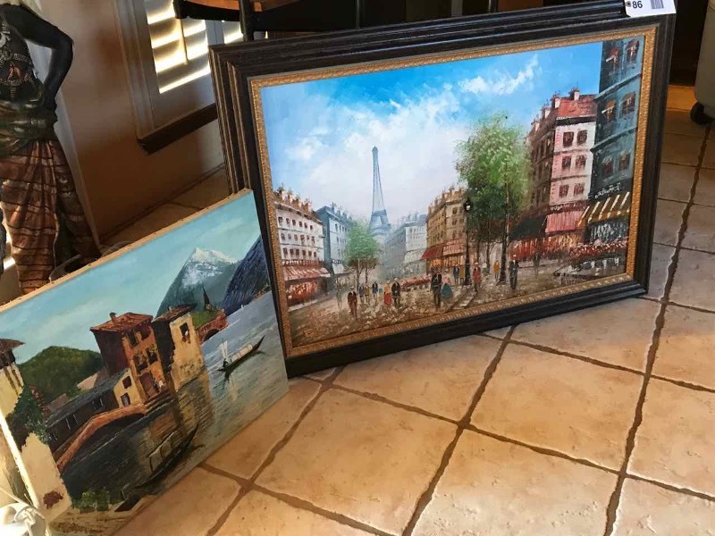 lot 86 image: (2) Paintings  City Scenes