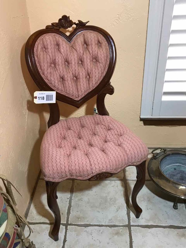 lot 118 image: Chair  Carved Back with Heart Shape
