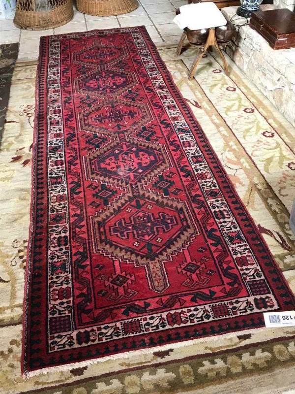 lot 126 image: Area Rug  Runner (shows wear)