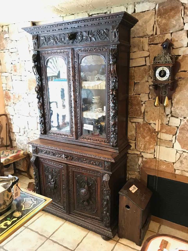 lot 131 image: Antique Carved Cabinet (HuntingWoodland Motif)