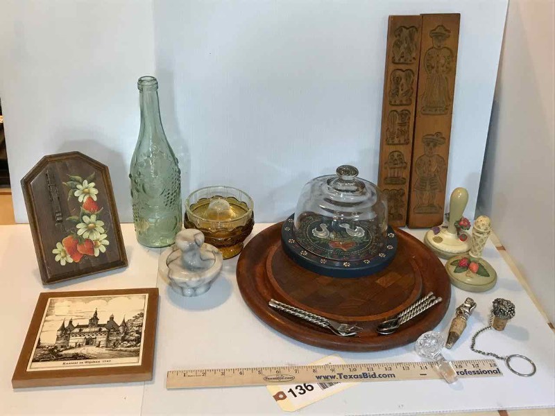 lot 136 image: DoughButter Presses, Mortis & Pestle, Cheese Dome, Tray, Wine Stoppers