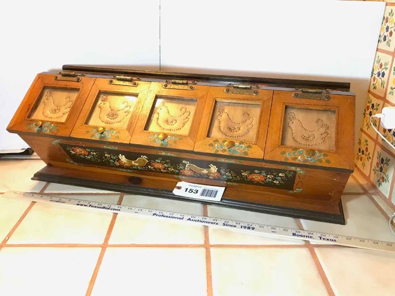 lot 153 image: Painted Wooden TeaSpice Bin