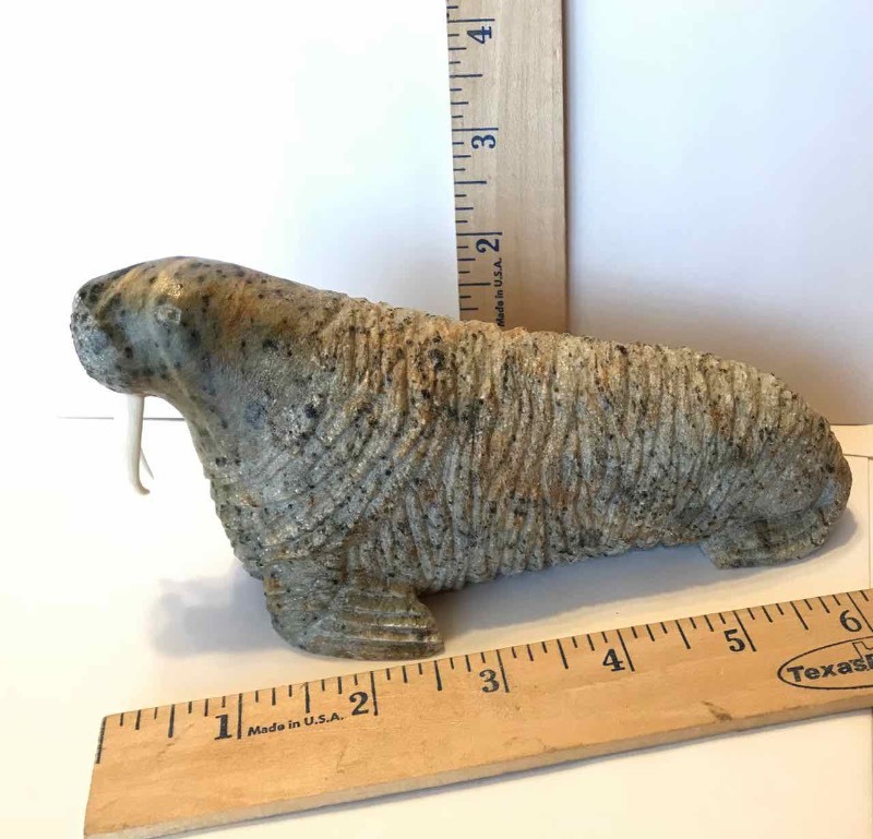 lot 403 image: Alaskan  Authentic Hand Crafted Walrus (signed)