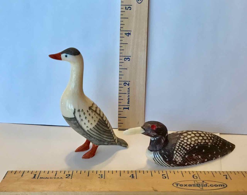 lot 405 image: (2) Scrimshaw  Ducks