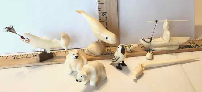 lot 406 image: (7) Scrimshaw Miniature Figures