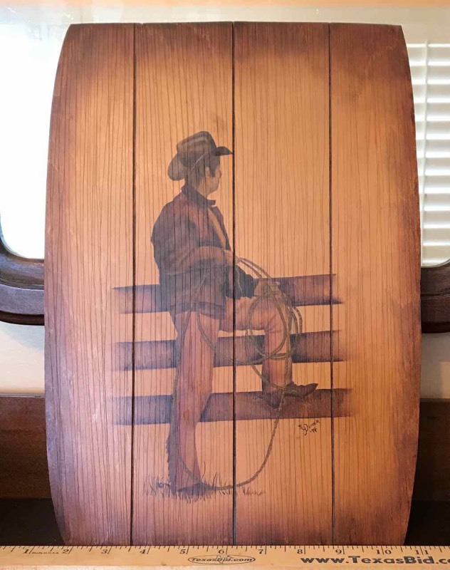 lot 435 image: Art Painting on Panel Cowboy by K. DomerPomer