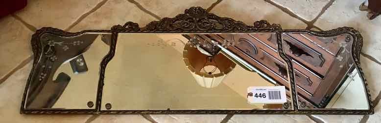 lot 446 image: Antique Triple Mirror, Etched, Beveled