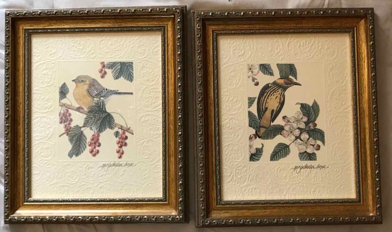 lot 449 image: (2) Framed Prints Pine & May Warblers, embossed