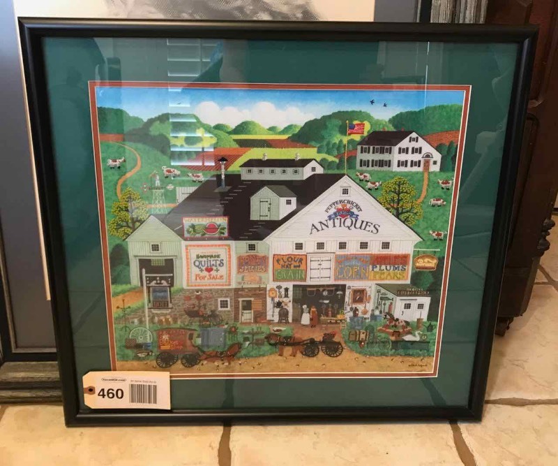 lot 460 image: Framed Needlework Print JMC