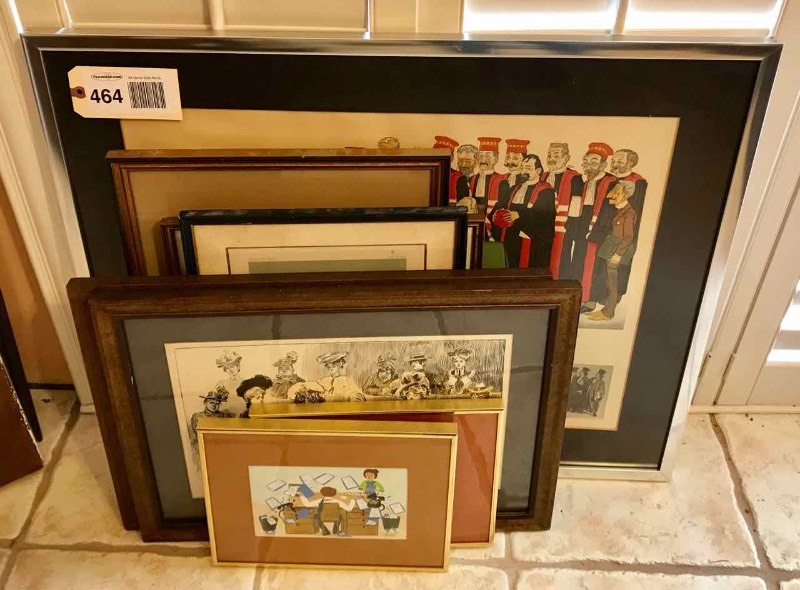 lot 464 image: (8) Framed Prints  Lawyers, Judges, Juries