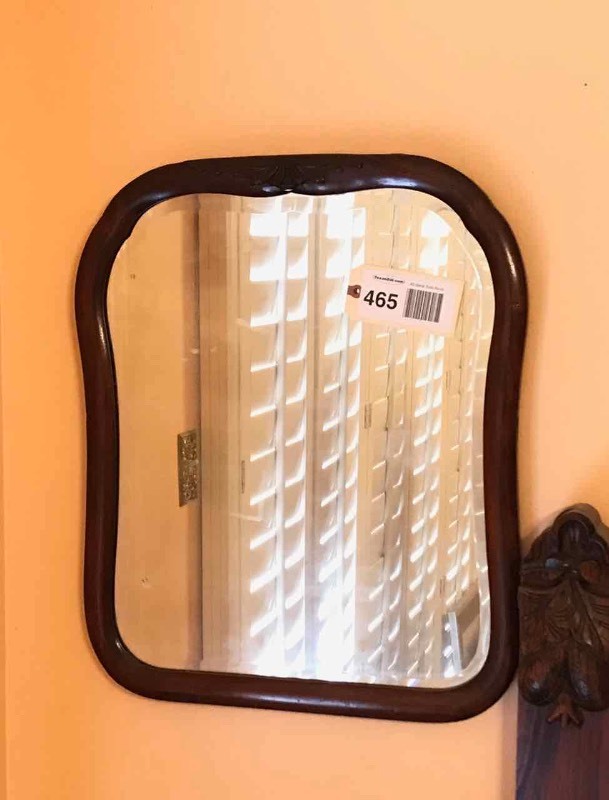 lot 465 image: Antique Wood Framed Beveled Mirror