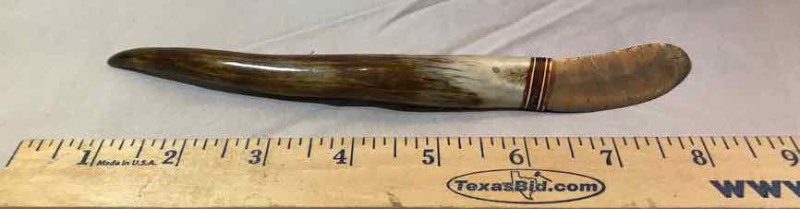 lot 477 image: Knife  F. Terry Callahan Original, Damascus Blade, Antler Handle
