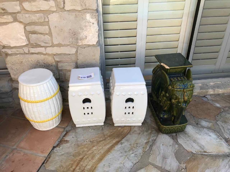lot 510 image: (4) Ceramic Garden Stools