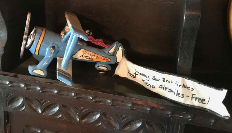 lot 538 image: Art Musical Ceramic Plane Blue Sky Corp, Grinning Bear Bros. Airlines by Heather Goldmine