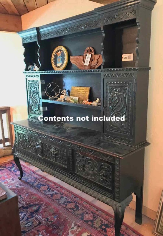 lot 543 image: Antique Carved Hutch with Cabriolet Legs (Special Note)