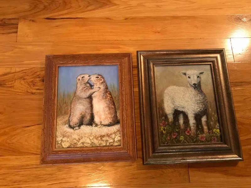 lot 544 image: (2) Original Paintings by Jean Callahan  Lamb & Prairie Dog