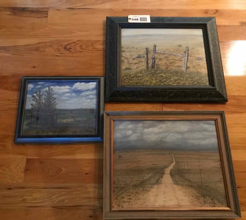 lot 548 image: (3) Original Paintings by Jean Callahan  PasturesFields