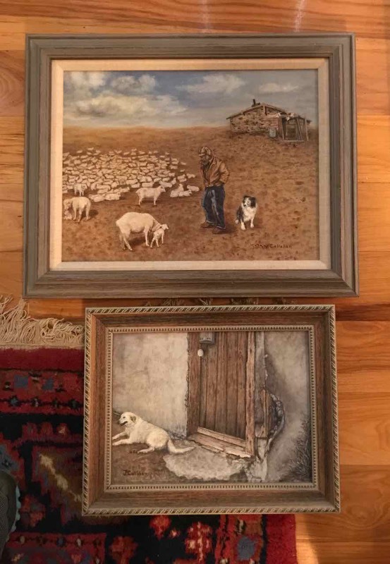 lot 556 image: (2) Original Paintings by Jean Callahan  Ranch Dogs