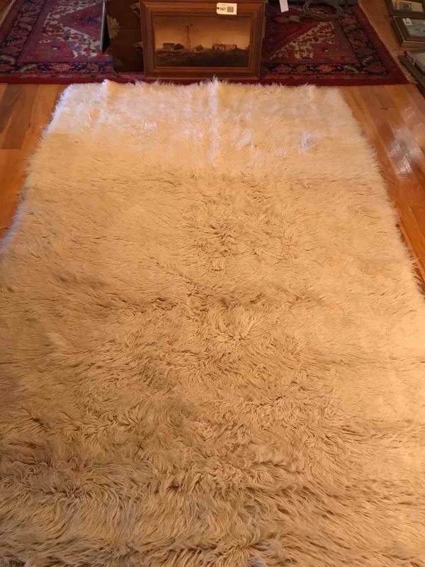 lot 566 image: Area Rug  White Furry Looking