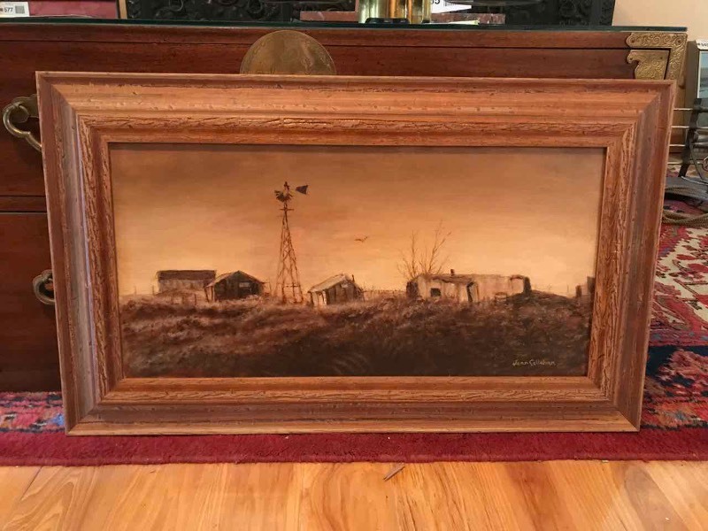 lot 567 image: Original Painting by Jean Callahan  Farm & Windmill