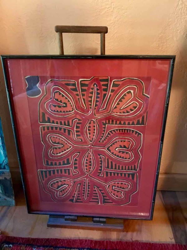 lot 577 image: Framed Textile on Easel