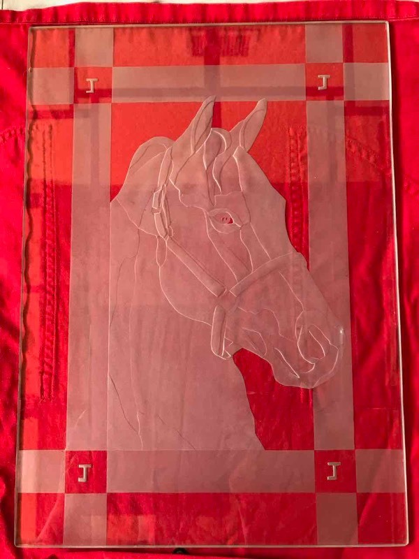 lot 583 image: Frosted Glass Panel (Horse)