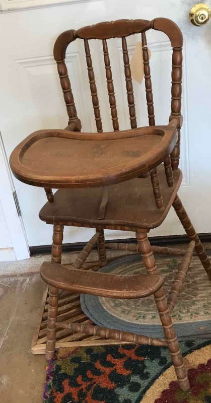 lot 613 image: High Chair, Vintage Wood Jenny Lynd