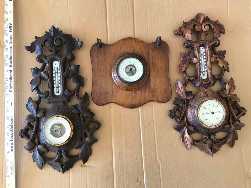 lot 631 image: (3) BarometersThermometers