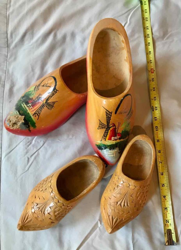 lot 648 image: (2) Pair Holland Wood Clogs