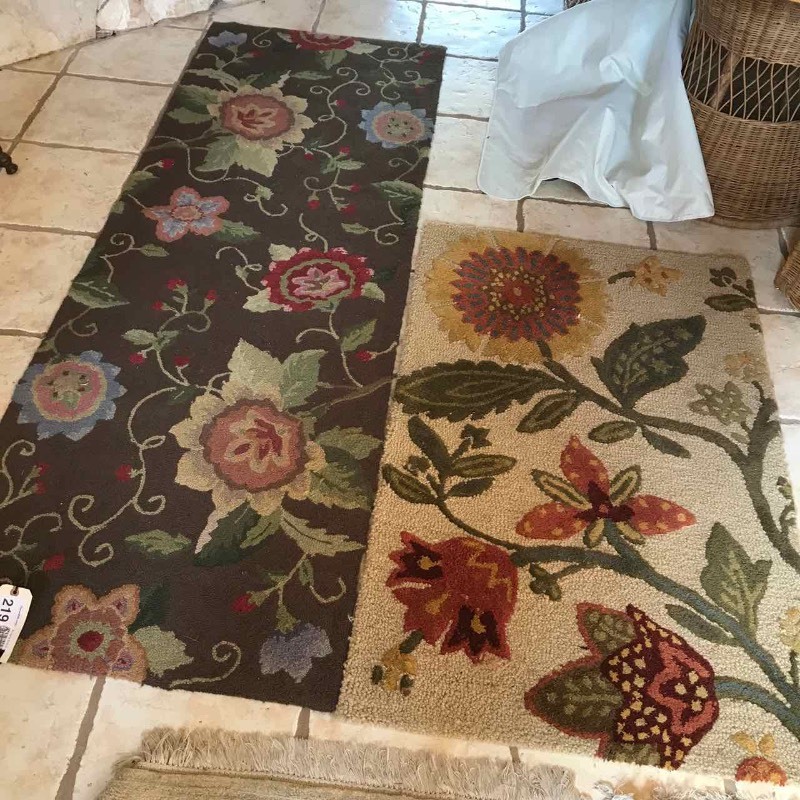 lot 219 image: (2) Area Rugs  Flowers