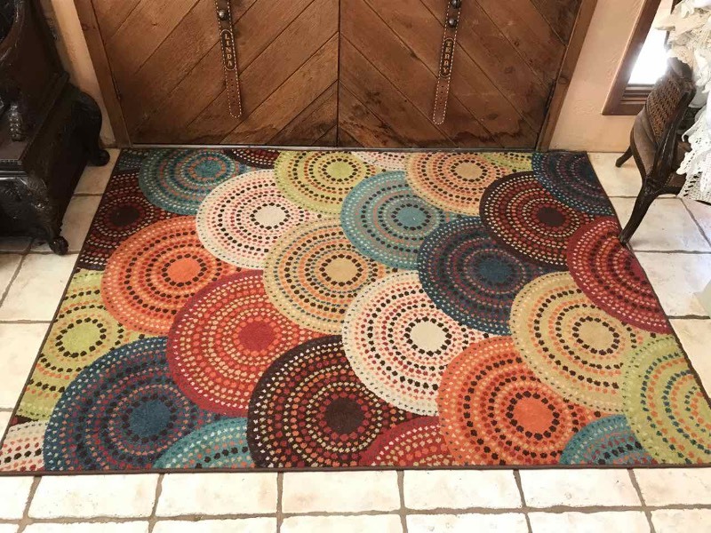 lot 220 image: Area Rug  Bright Dotted Circles