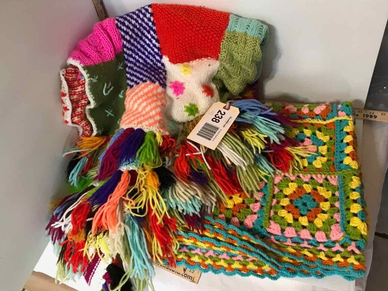 lot 238 image: (2) Crocheted BlanketsThrows