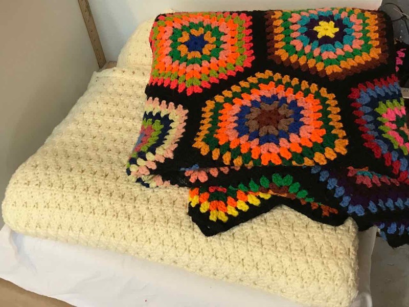 lot 239 image: (2) Crocheted BlanketsThrows