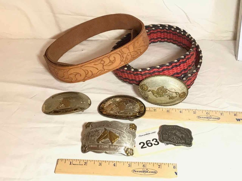 lot 263 image: (5) Belt Buckles  vintage rodeo