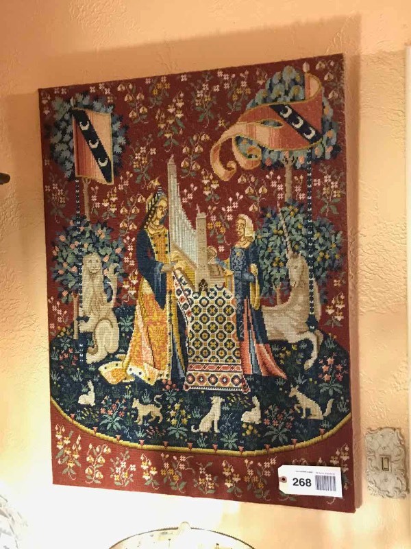 lot 268 image: Wall Hanging Man Woman Lion Unicorn