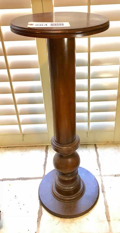 lot 284 image: Wood Pedestal Plant Stand