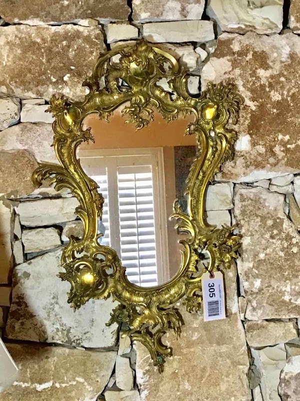 lot 305 image: Brass Ornate Wall Mirror