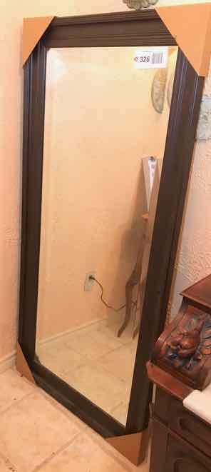 lot 326 image: Black Framed Large Beveled Mirror