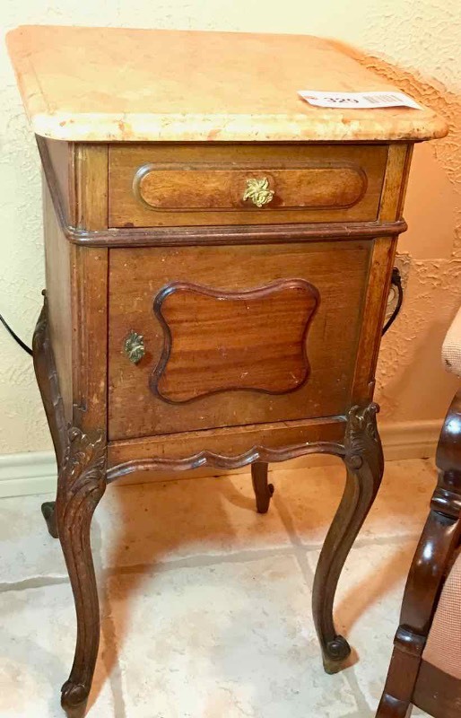 lot 329 image: Antique Cabinet with Marble Top