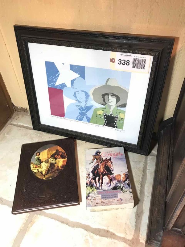 lot 338 image: Framed Print D. Little Girlfriends and Book The Cowgirls