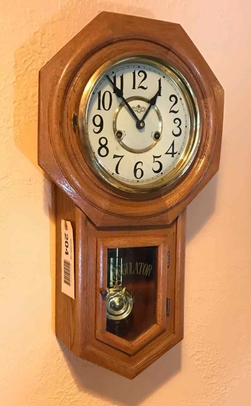 lot 204 image: Wall Clock  Regulator Style
