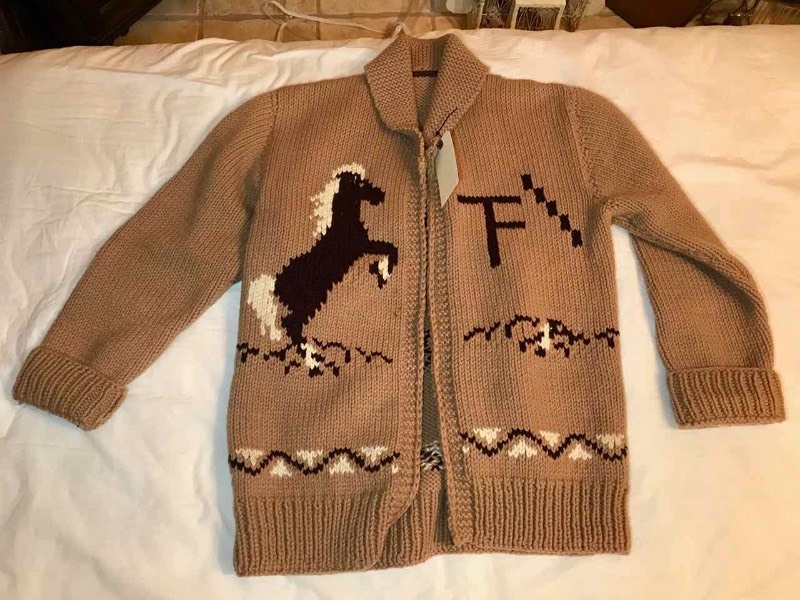 lot 337 image: Vintage Hand Crafted Sweater with Horses