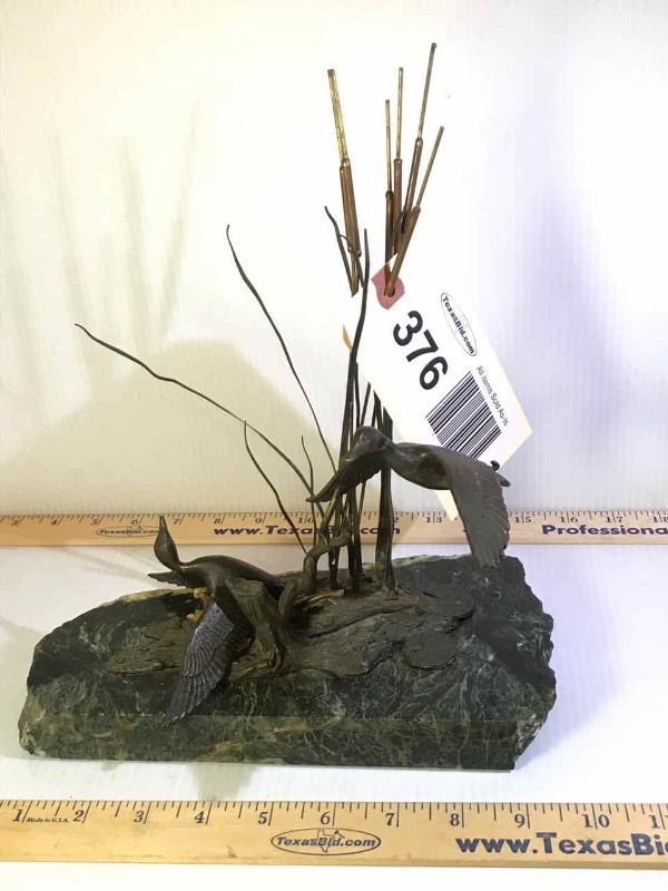 lot 376 image: Bronze Ducks in Cat Tails (need of repair)