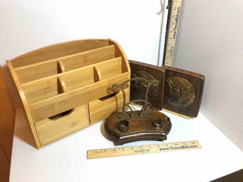 lot 387 image: Desk Organizer, Letter Holder, Etc.