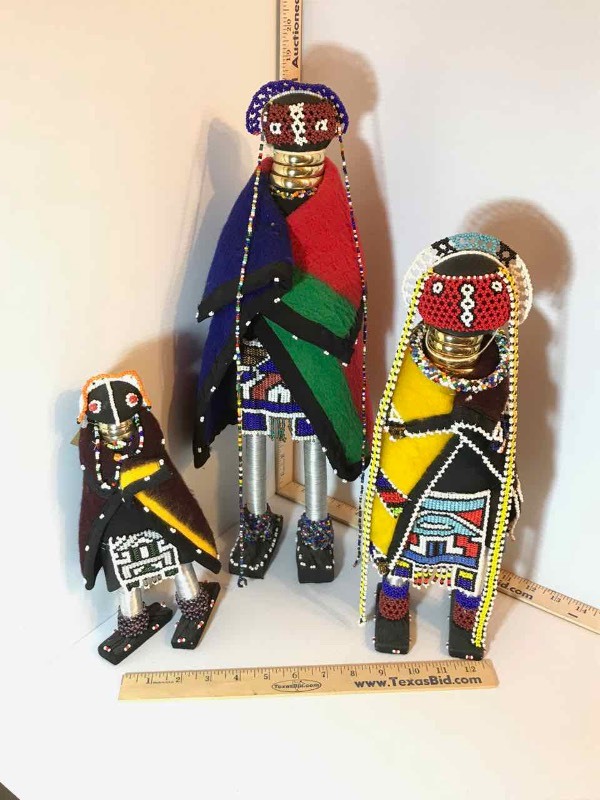 lot 391 image: Ndebele Beaded Initiation Dolls (3)